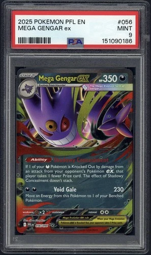 POKEMON ENGLISH PHANTASMAL FLAMES MEGA GENGAR EX #56 PSA 9 MINT