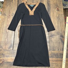 Lauren Ralph Lauren Dress Size PXS Faux Suede Detail 3/4 Sleeve Preppy Cotton