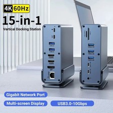15 in 1 USB-C Docking Station Hub 4K 60Hz HDMI DisplayPort Multiport Adapter for