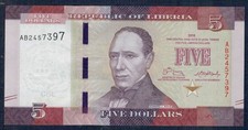LIBERIA 5 DOLLARI 2016 FIOR DI STAMPA GIAN4