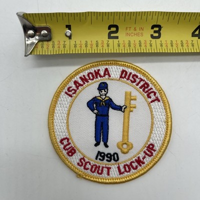 Vintage 1990 Boy Scout Cub Scout Lock Up Patch Isanoka District 3  Round BSA