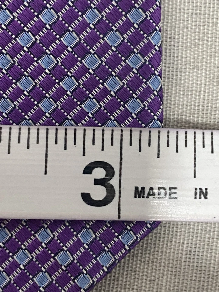 Nordstrom’s Men's Shop 100% Silk Neck Tie Purple Geometric 58.1/4" x 3.1/4"' - Image 3 of 4
