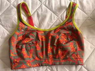 Shock Absorber Multi Sports Bra 32F Red Yellow & Green Racer Back