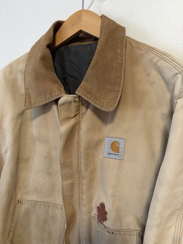 Vintage 90s Carhartt Detroit Arctic Jacket Quilt lined Distressed Workwear Large by Carhartt, Size L, $69.99 - Photo 3