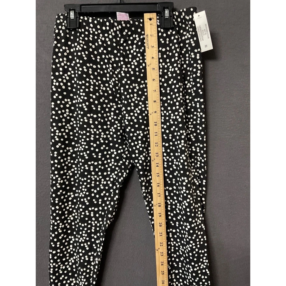 Leggings al tobillo elásticos con estampado de lunares para mujer talla M JR (7-9) negros/blancos nuevos con etiquetas Foto 4 de 4