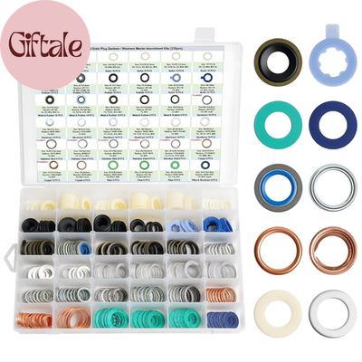 #ad 330PCS 36 Popular Sizes Mater Oil Drain Plug Gaskets Washer Assortment Kits Rep $117.95