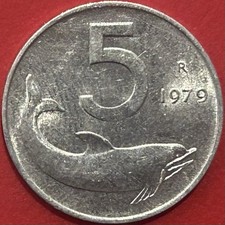 5 Lire 1979 Delfino • Repubblica Italiana • Moneta Rara Circolata In Italma • BB