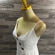 FOREVER 21 Spaghetti Straps Button Down White Casual Sundress Women's Size Small