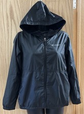Columbia Jacket Girls Large 14/16 Black Hooded Rain Windbreaker Full Zip