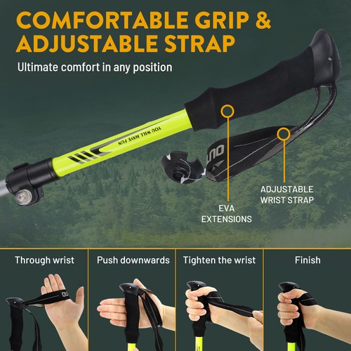 2PCS Trekking Hiking Poles Collapsible Walking Sticks fr Travel Camping Climbing - Afbeelding 4 van 10