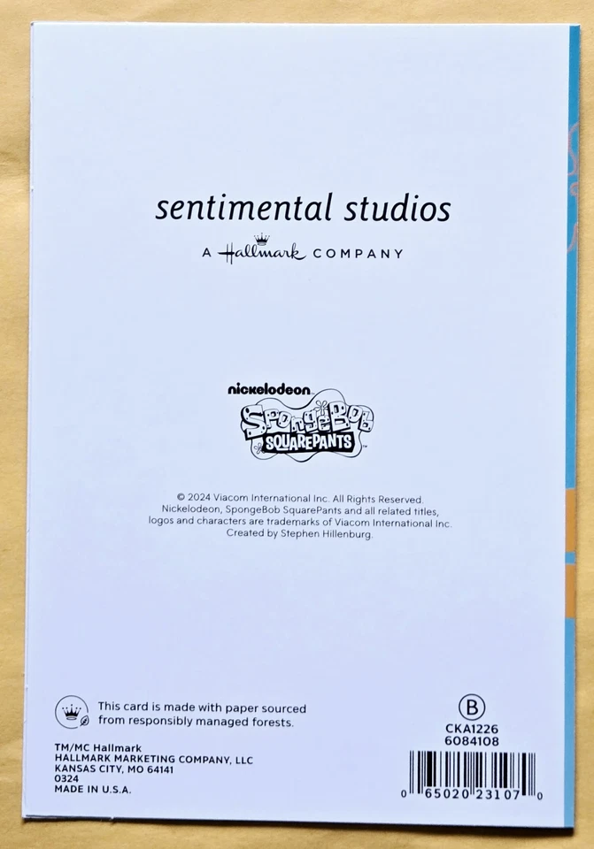 SpongeBob SquarePants Greeting Card (+ Envelope 5x7")/Kid - Image 3 of 4