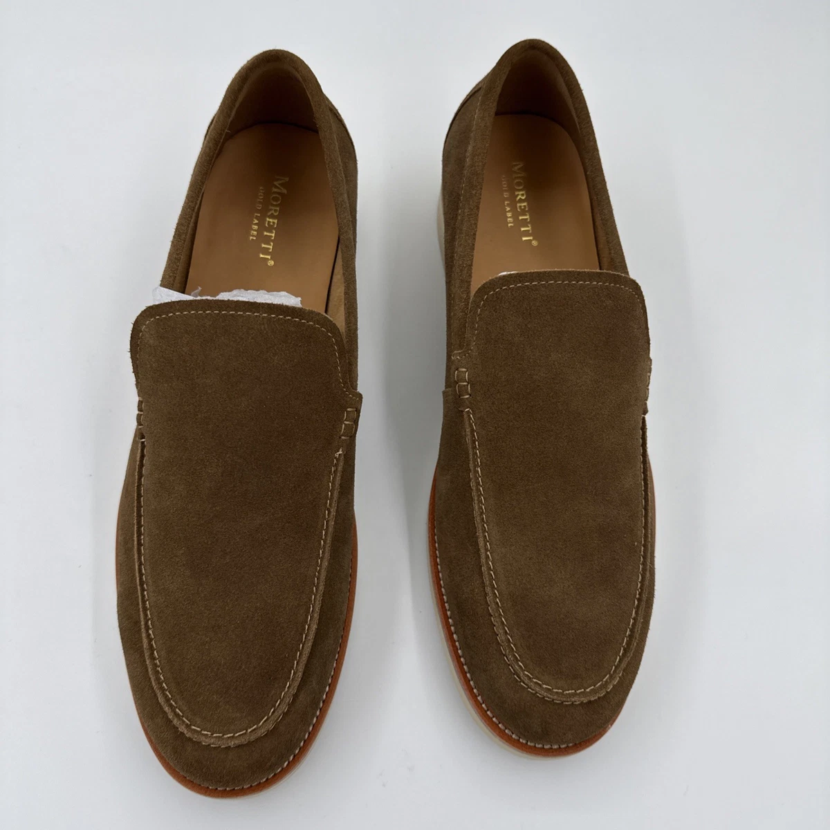 Moretti Gold Label Pulaski Brown Suede Men\'s  Slip On Loafers Size 11.5 moretti shoes products for sale | eBay main image 3