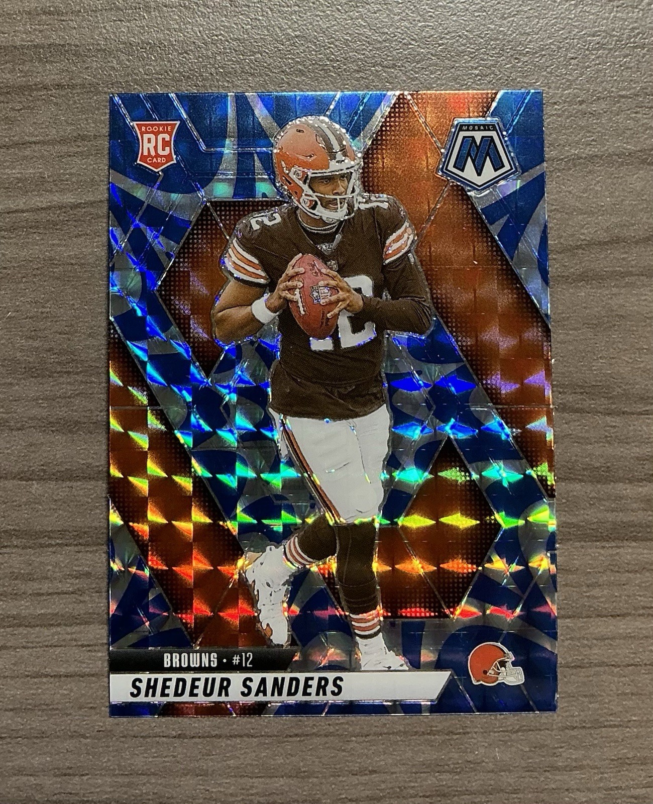 2025 Panini Mosaic Mosaic Shedeur Sanders Blue Reactive Rookie Card 302