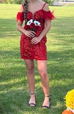 Alyce Paris Red Sequin Homecoming/Prom Dress Size0