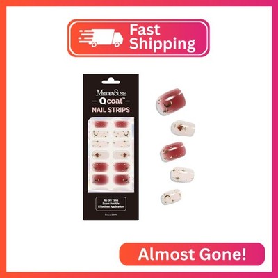 MelodySusie Qcoat Fully Cured Gel Nail Strips, Red Moonlight, UV Free, Salon Qua