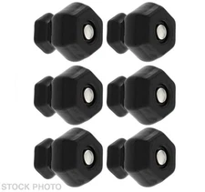 Set 6 NEW Small 1” BLACK Hexagonal GLASS Cabinet KNOBS w/ Nickel Bolts