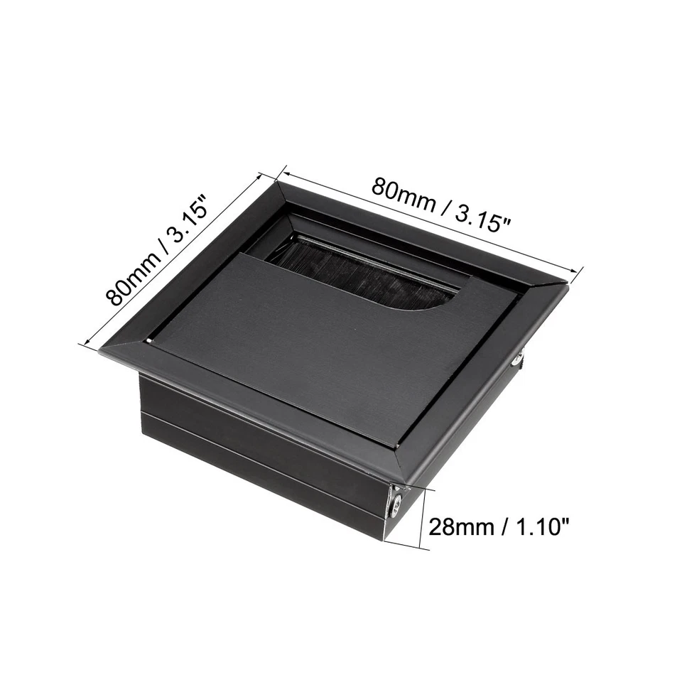 Cable Hole Cover, 69mm x 69mm Aluminum Alloy Grommet for Wire Organizer  (Black) Foto 2 de 4