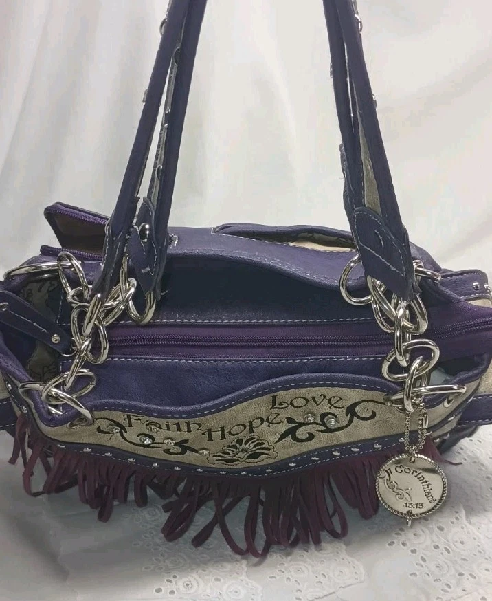 Vaquera Moda Púrpura Oculto Llevar Bolsillo Camuflado Flecos Occidentales Foto 4 de 4