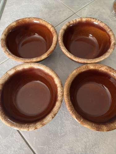 Vintage Hull Pottery Brown Drip 5.5” Fruit Dessert Bowls Set of 4