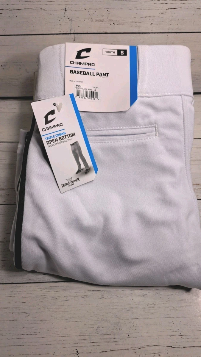 Pantalon De Baseball Champro Jeune – Blanc à Passepoil Noir, Taille Medium, Neuf Sous Emballage