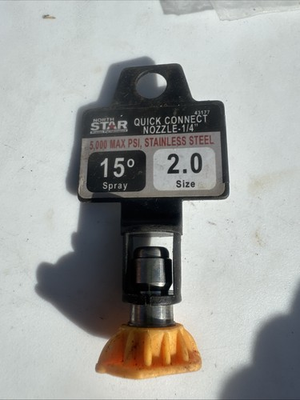 #ad North Star 1 4” Quick Connect Nozzle 15° Spray Size 2.0 NOS $7.00