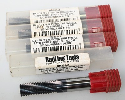 RedLine Tools RM20141 3/4-16 5FL Threadmill 0.495DIA AlTiN (Lot of 5)