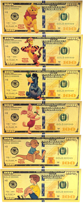 金箔紙　pooh Winnie the Pooh Tigger Piglet Eeyore Roo Gold Plate Foil Set of 6