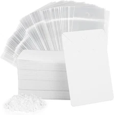 yuntop 100 Pcs Earring Cards with 100Pcs Self Adhesive Bags for White 