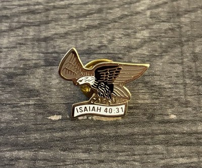 Gold Tone and Enamel American Eagle Isaiah 40:31 Lapel Pin