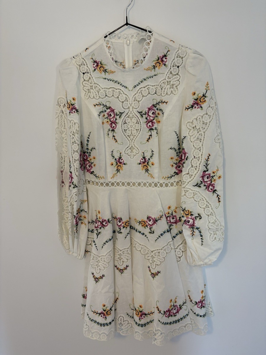 Zimmermann Allia Dress Size 0 / AU 8 / US 4 Cross Stitch Mini Floral Linen | eBay Zimmermann Allia Dress Size 0 / AU 8 / US 4 Cross Stitch Mini Floral Linen | eBay