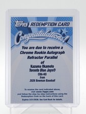 KAZUMA OKAMOTO 2026 BOWMAN CHROME REFRACTOR ROOKIE AUTO #CRA-KO Q4874