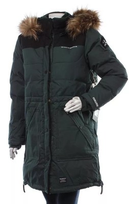 KHUJO Damen Winterjacke Parka Jacke mit Fellkapuze Modell:Melindra, Grün, M