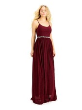 SPEECHLESS Womens Burgundy Spaghetti Strap Empire Waist Dress 3
