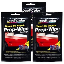 Duplicolor PW100 (3-Pack), Paint Prep Wax & Grease Remover, Prep-Wipe Towlettes