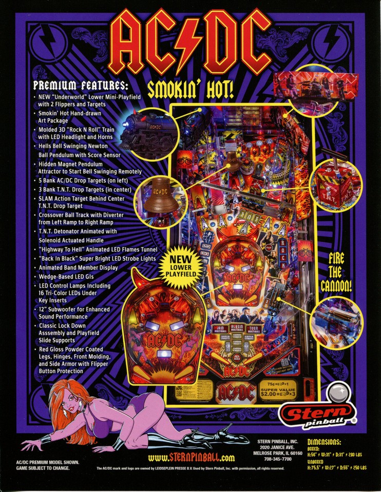 AC/DC Luci Premium Model Stern Pinball Flyer / Brochure / Ad Mint | eBay