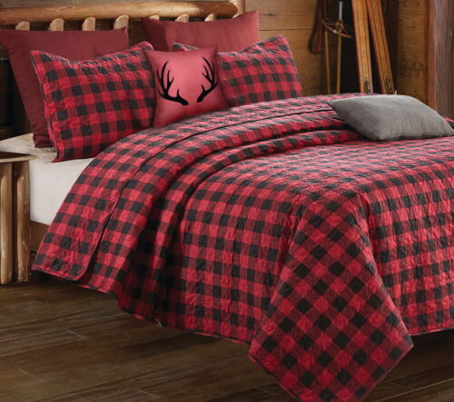 Red Buffalo Plaid 2pc Twin Quilt Set, Buffalo Check Twin Bedspreads