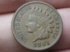 1891 Indian Head Cent Penny- Chocolate Brown, XF Details, 2 Diamonds