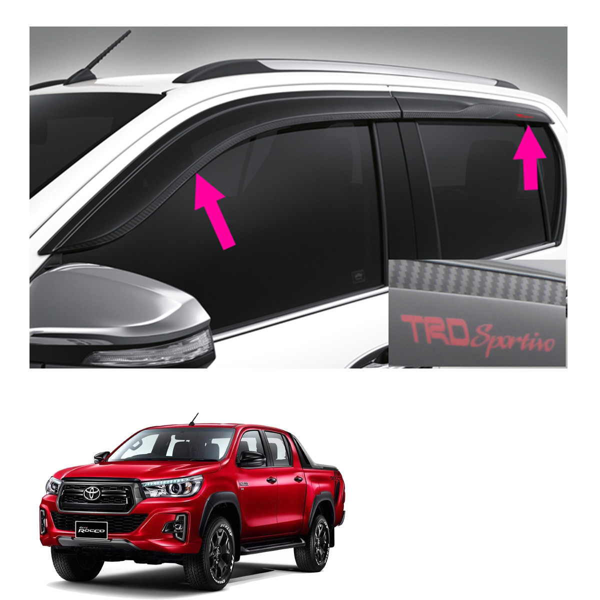 Genuine Door Sun Visor Weather Guard Black For Toyota Hilux Revo