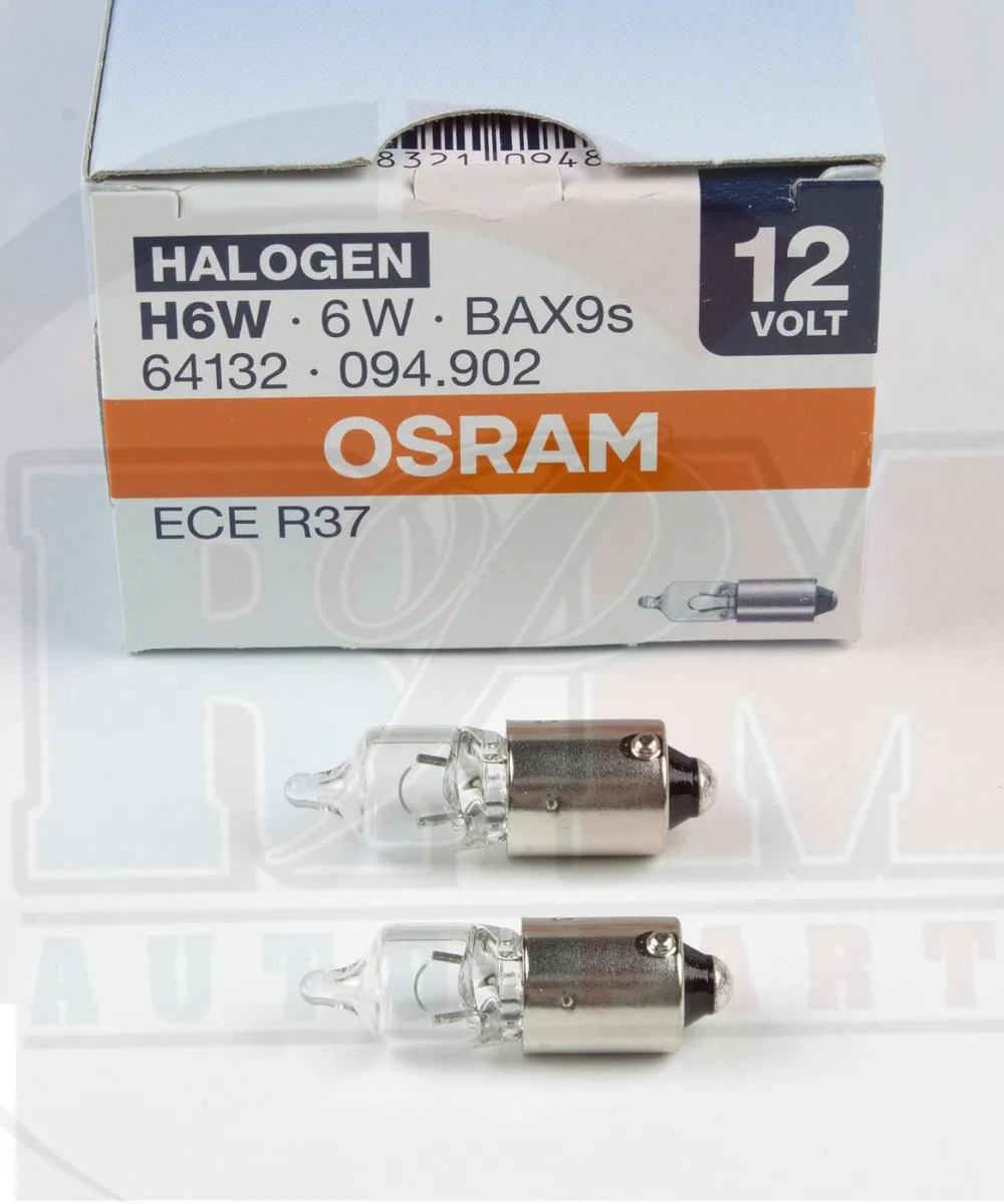 2x H6W OSRAM 6W 12V BAX9s 64132 Parking light Headlight pilot lamp Germany