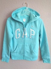 New Gap Kids Hoodie Hooded Sweater Fleece Girls 6-7 8-9 10-11 12 13 Light Blue