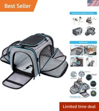 Deluxe Airline Compliant Soft-Sided Pet Carrier with Expandable Space Storage