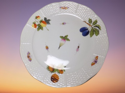 Speiseteller ca. 25,5 cm Herend Market Garden 524/FR   Insekten Goldrand (1)