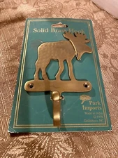 Vintage Park Imports ✨Solid Hammered Brass✨ Moose Wall Towel Multipurpose Hook