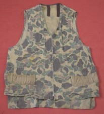 Vintage 1970S Duck Camo Hunting Vest M/L Game Bird Gamebag TALON Zipper