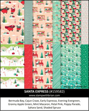 Stampin Up SANTA EXPRESS  DSP-24 SHEETS 6x6 PAPER-MISSES SANTA CLAUSE, FRIENDS