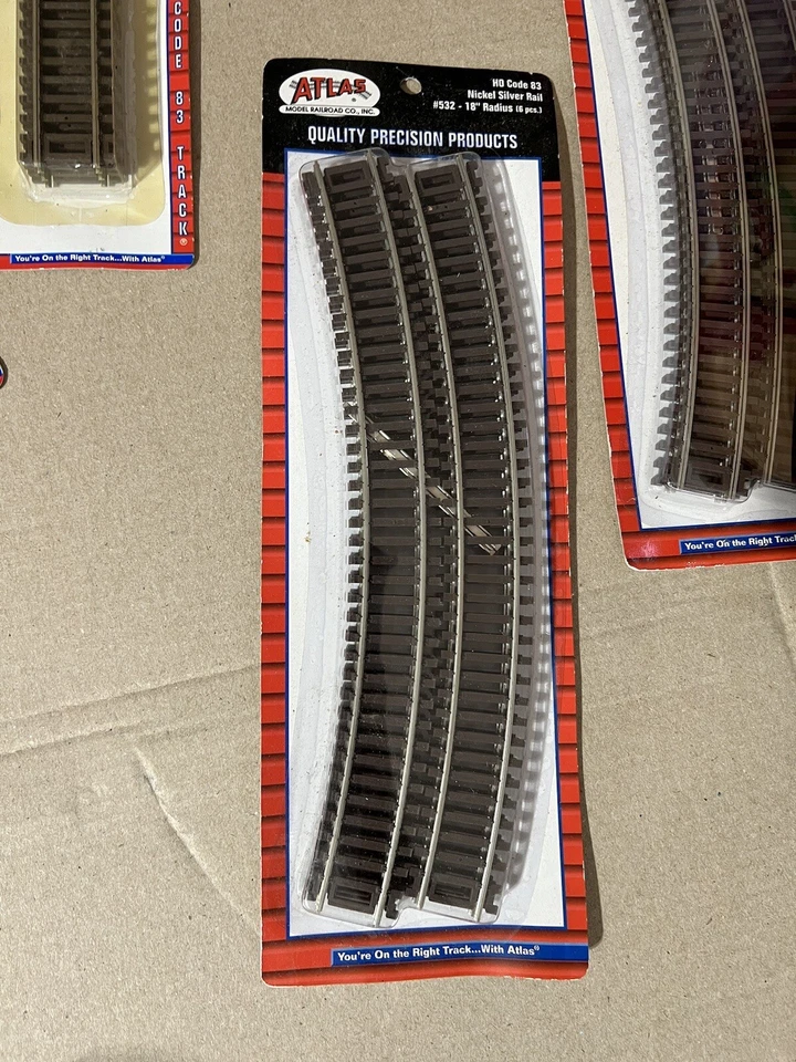 vtg HO Gauge Atlas Model Railroad cod 83 curved straight track NOS new - Image 4 of 4