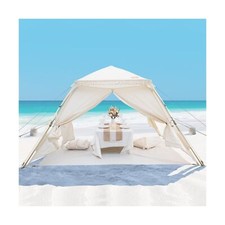 OutdoorMaster Pop Up Beach Tent with Fringe for 4 Person, Easy Setup and Port...