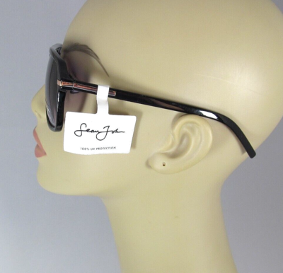 St. John Black Sunglasses with Gold Accents. S-533 BLK SEAN JOHN Womens Oval Shape Black Sunglasses Gold Arm Accent  main image 4