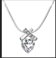 Silver Overlay Infinity Heart Pendant Necklace Made With Swarovski Crystals