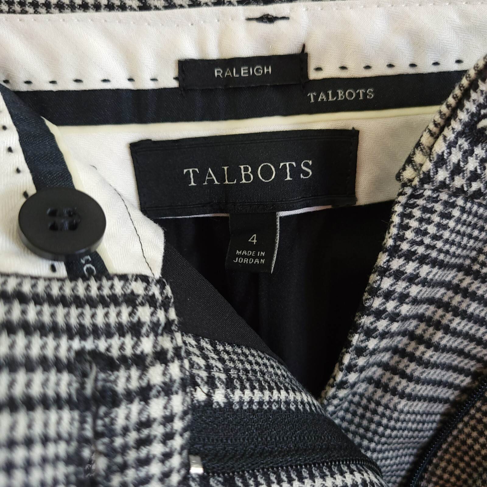 Talbots Pants Womens 4 Black White Checkered Dress Pants Wool Stretch Lined image 3
